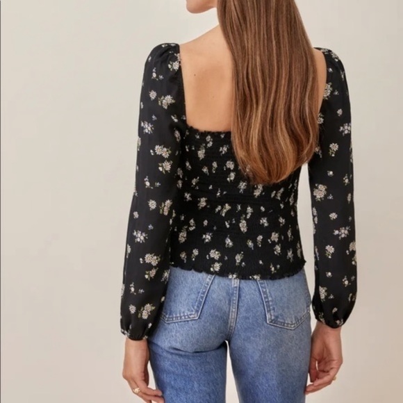NWOT Reformation Reign Top Daisy Black - Picture 2 of 7
